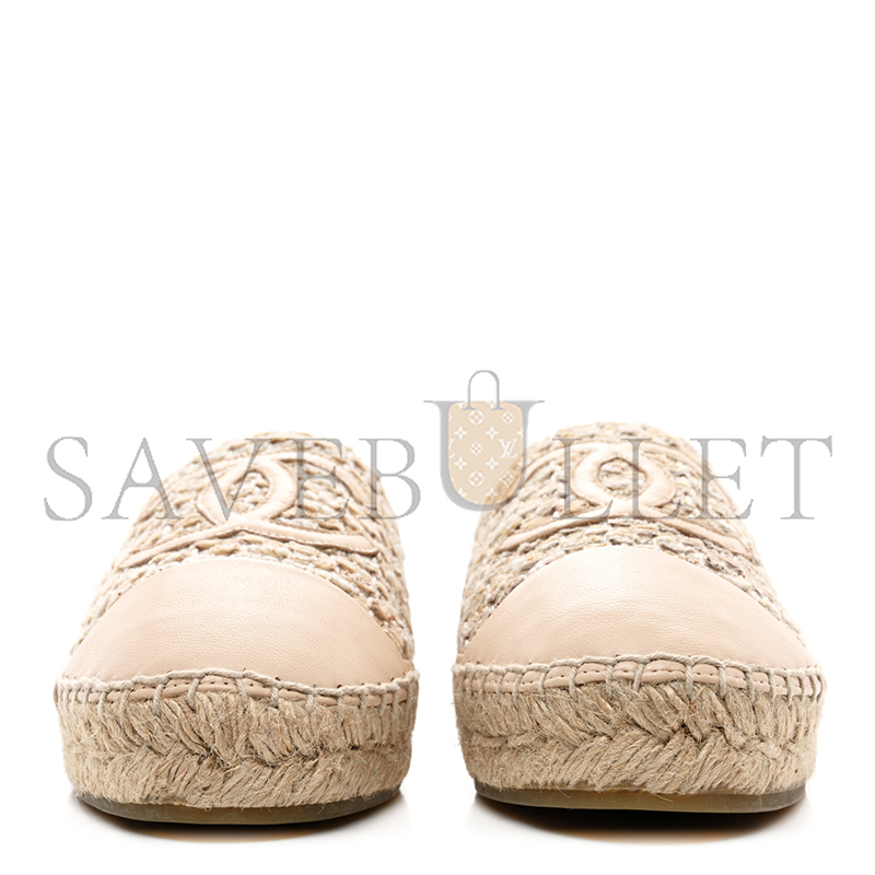 CHANEL TWEED LAMBSKIN CC ESPADRILLES BEIGE G29762